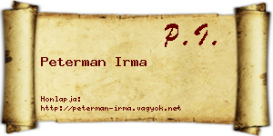 Peterman Irma névjegykártya